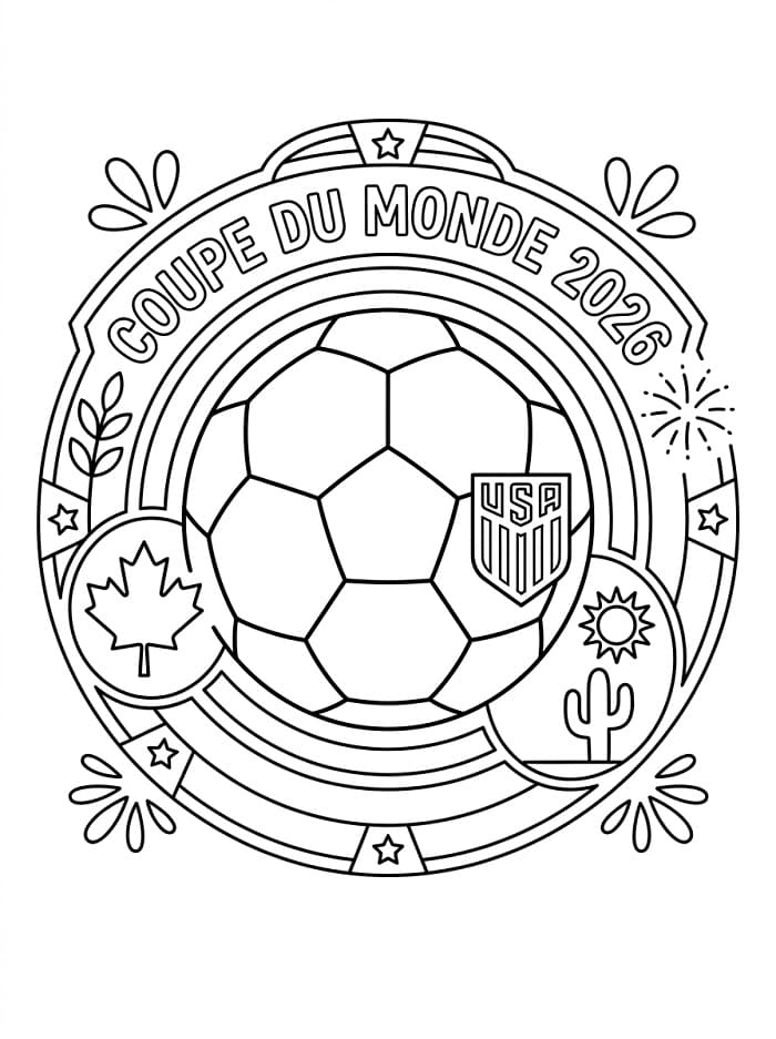 Coloriage Imprimable Coupe du Monde 2026 Pour les Enfants