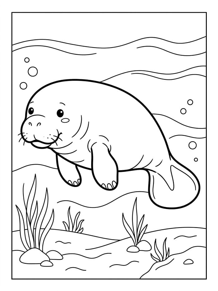 Coloriage Adorable lamantin
