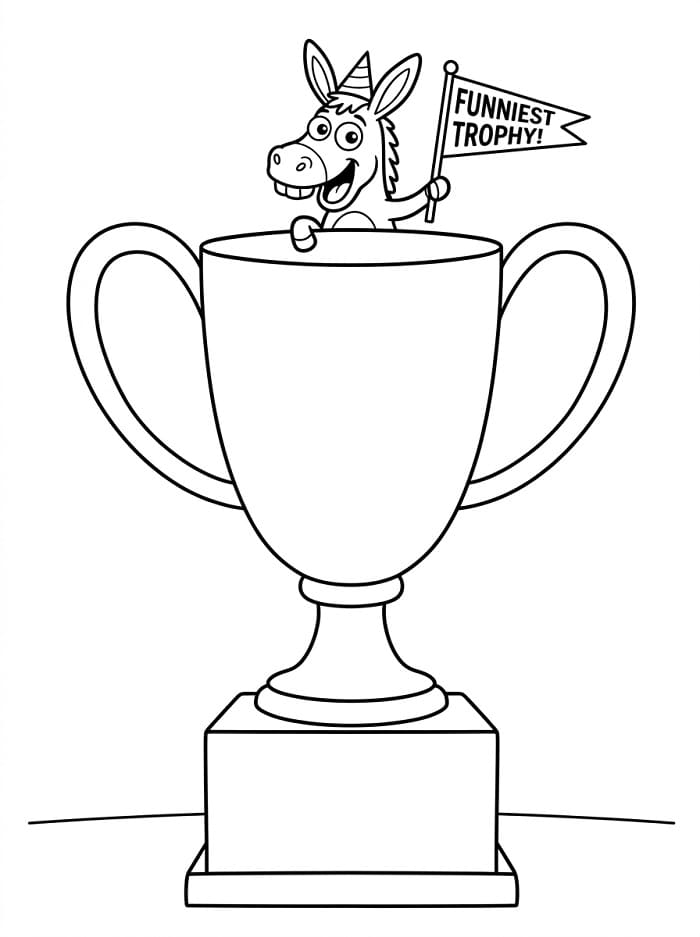 Coloriage Âne et trophée