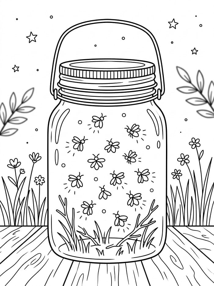 Coloriage Bocal à lucioles
