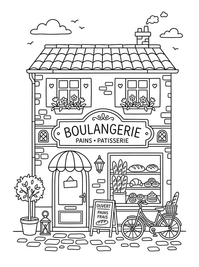 Coloriage Boulangerie Gratuit Pour les Enfants