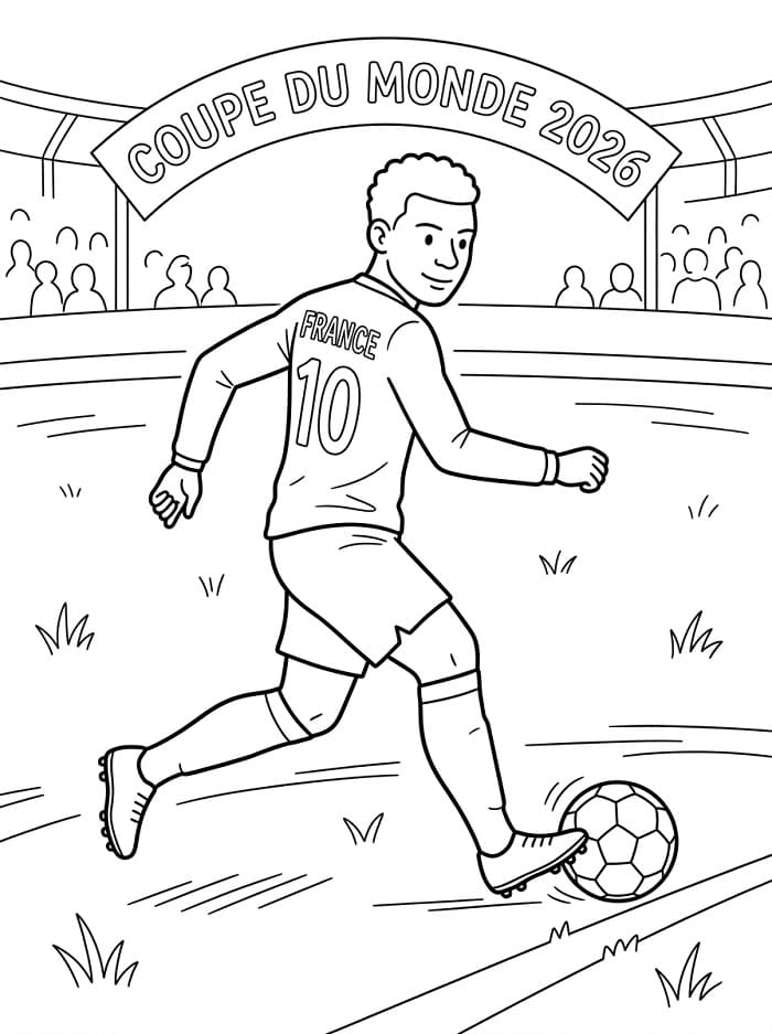 Coloriage Coupe du Monde 2026 Footballeur