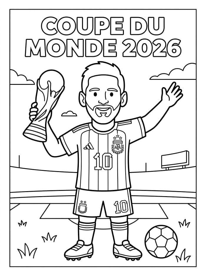 Coloriage Coupe du Monde 2026 Messi