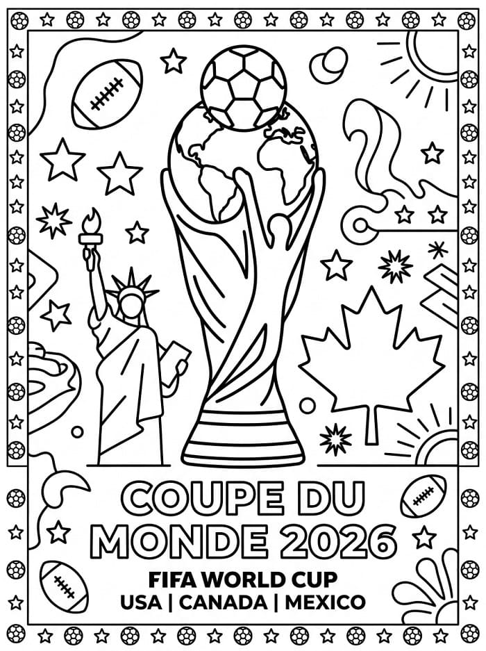 Coloriage Coupe du Monde 2026 Pour les Enfants