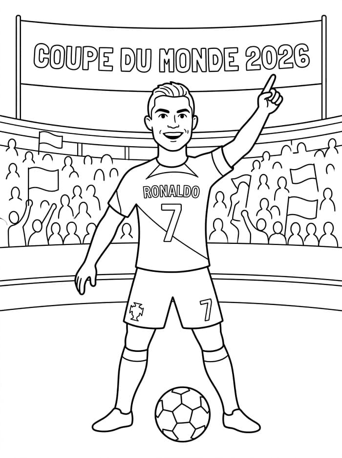 Coloriage Coupe du Monde 2026 Ronaldo