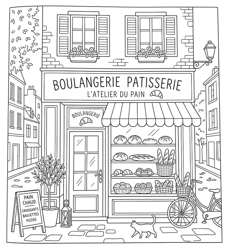 Coloriage Dessin de Boulangerie Gratuit