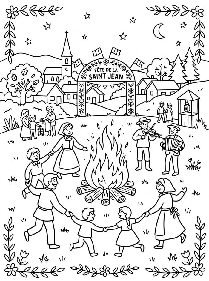 Coloriage Dessin de Fête de la Saint Jean