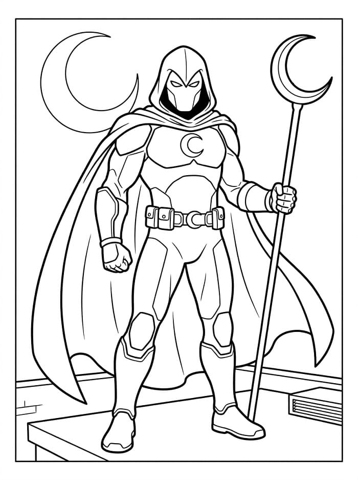 Coloriage Dessin de Moon Knight Gratuit
