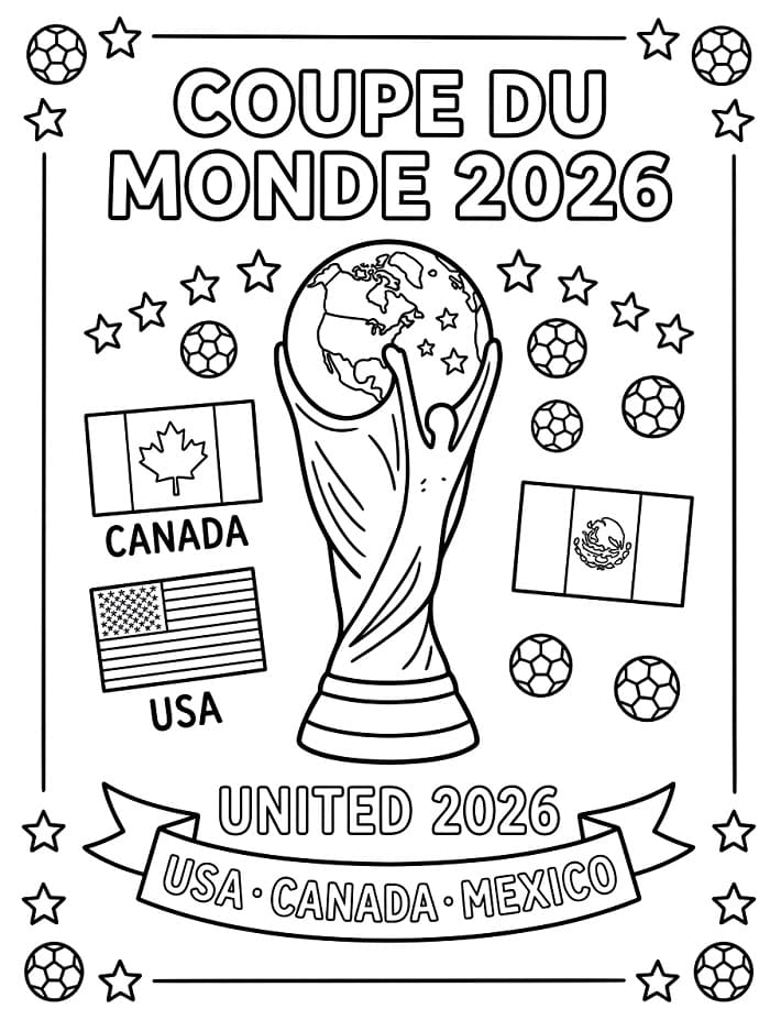 Coloriage Dessin Gratuit de Coupe du Monde 2026