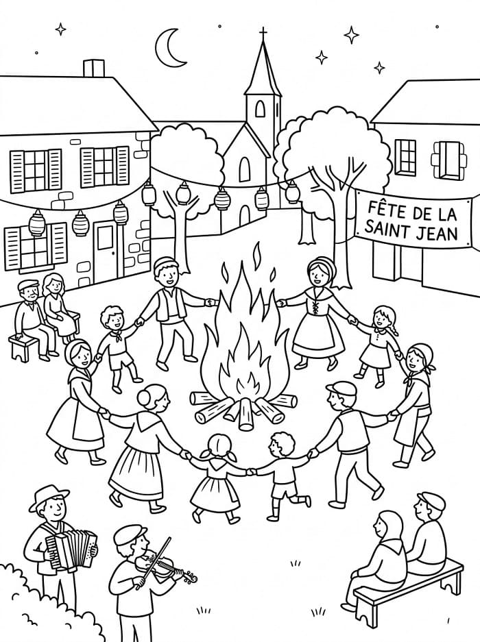 Coloriage Dessin Gratuit de Fête de la Saint Jean