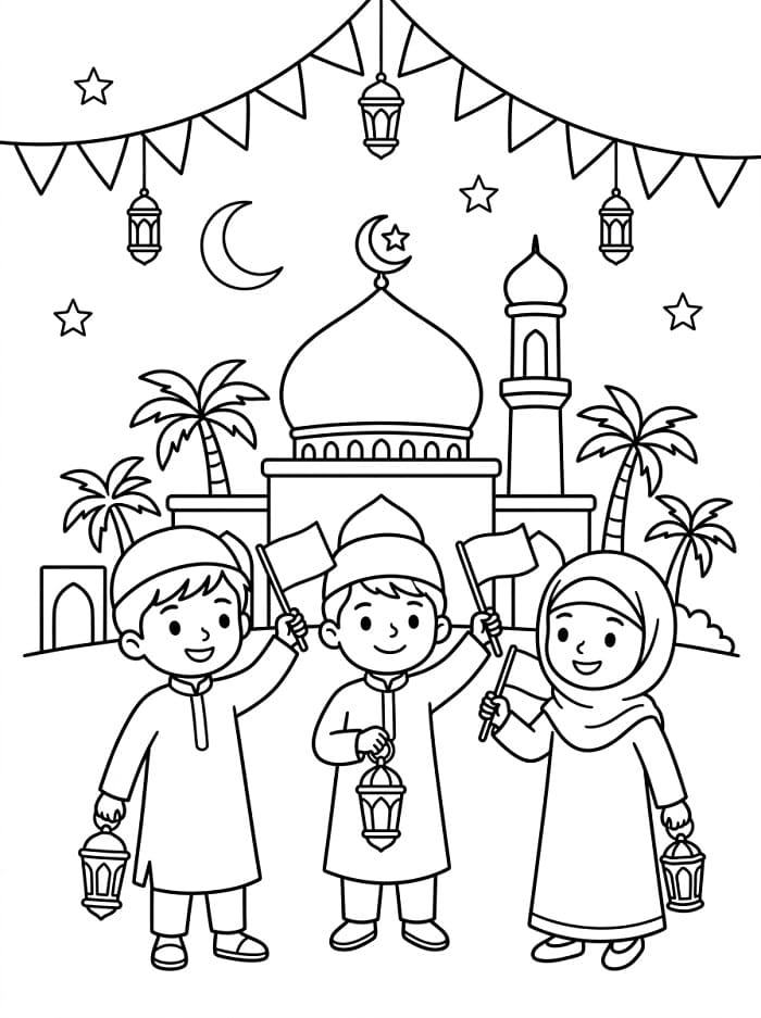 Coloriage Enfants de Mawlid