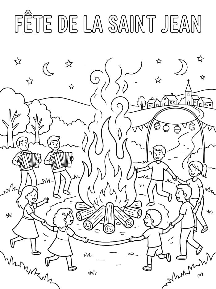 Coloriage Fête de la Saint Jean Gratuit Pour les Enfants