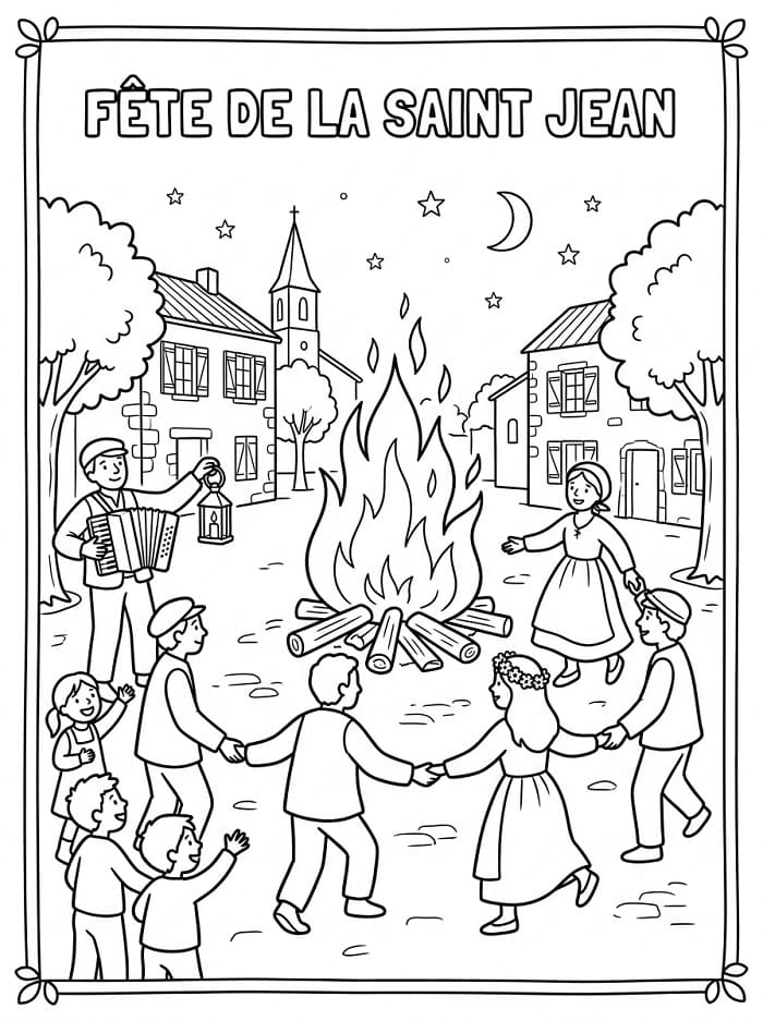 Coloriage Fête de la Saint Jean Gratuit