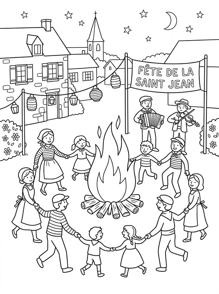 Coloriage Fête de la Saint Jean