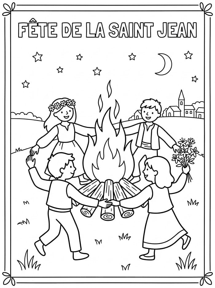 Coloriage Fête de la Saint Jean Imprimable Pour les Enfants