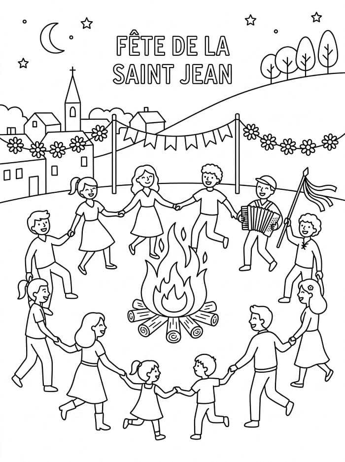Coloriage Fête de la Saint Jean Pour Enfants