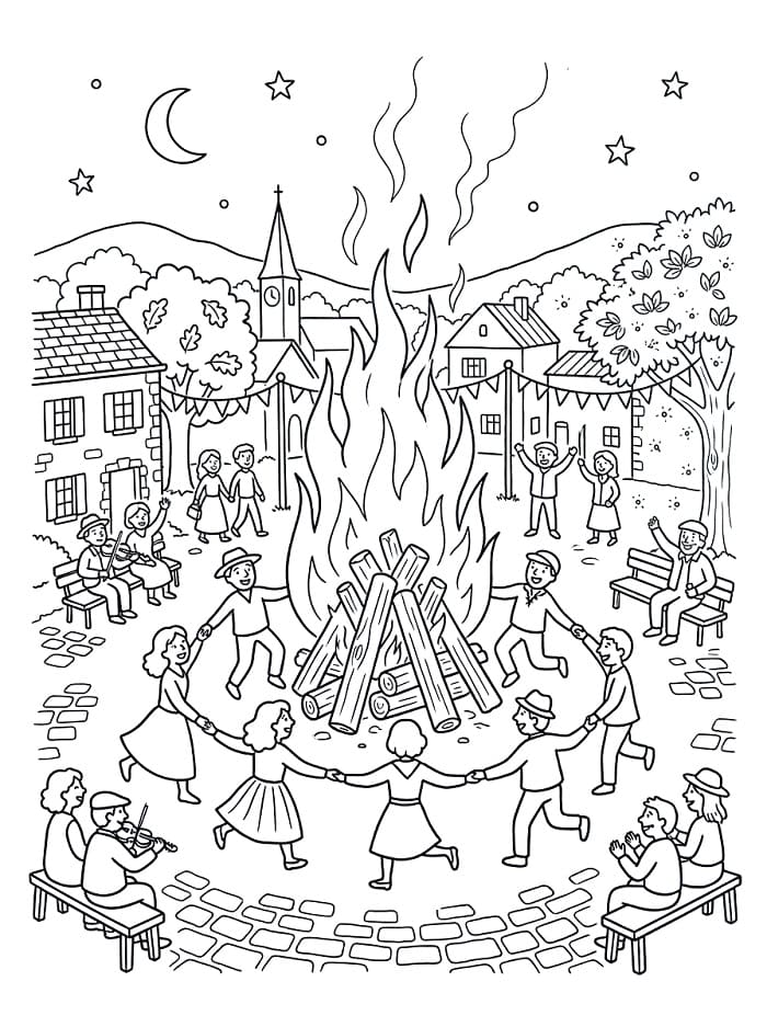 Coloriage Fête de la Saint Jean Pour les Enfants