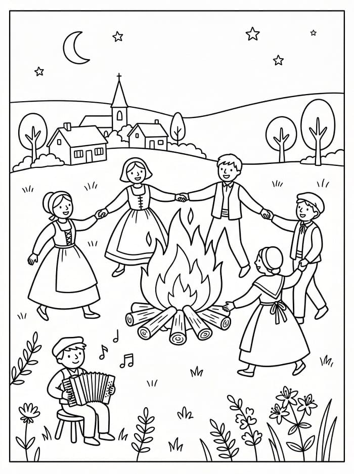 Coloriage Fête de Saint-Jean