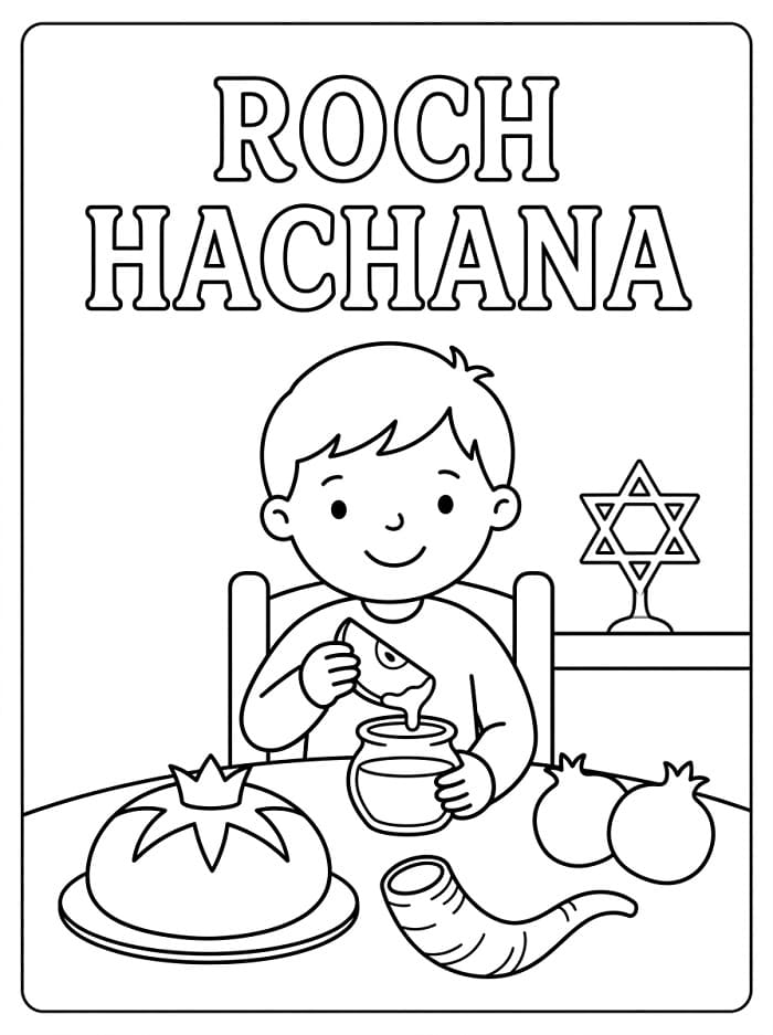 Coloriage Garçon à Roch Hachana