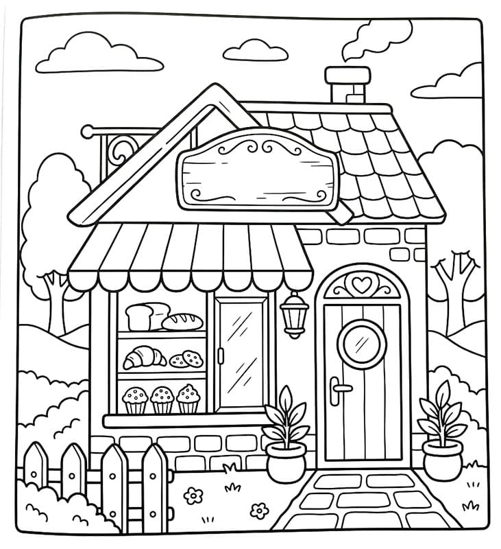 Coloriage Gratuit Boulangerie Pour les Enfants