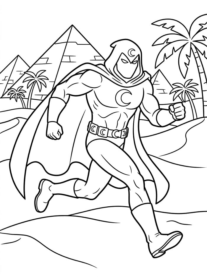 Coloriage Gratuit Moon Knight Pour les Enfants
