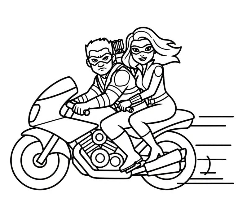 Coloriage Hawkeye avec Black Widow