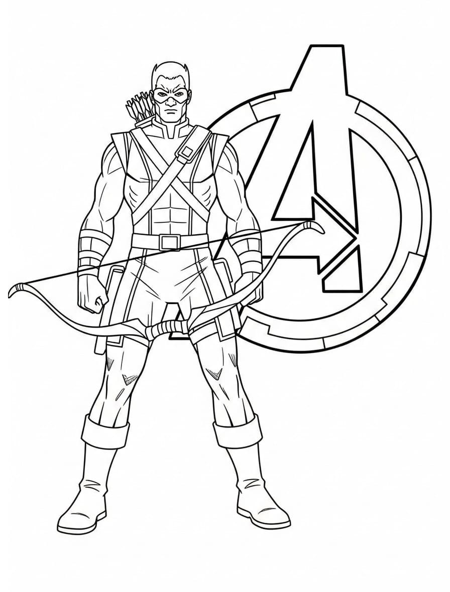 Coloriage Hawkeye Imprimable Pour les Enfants