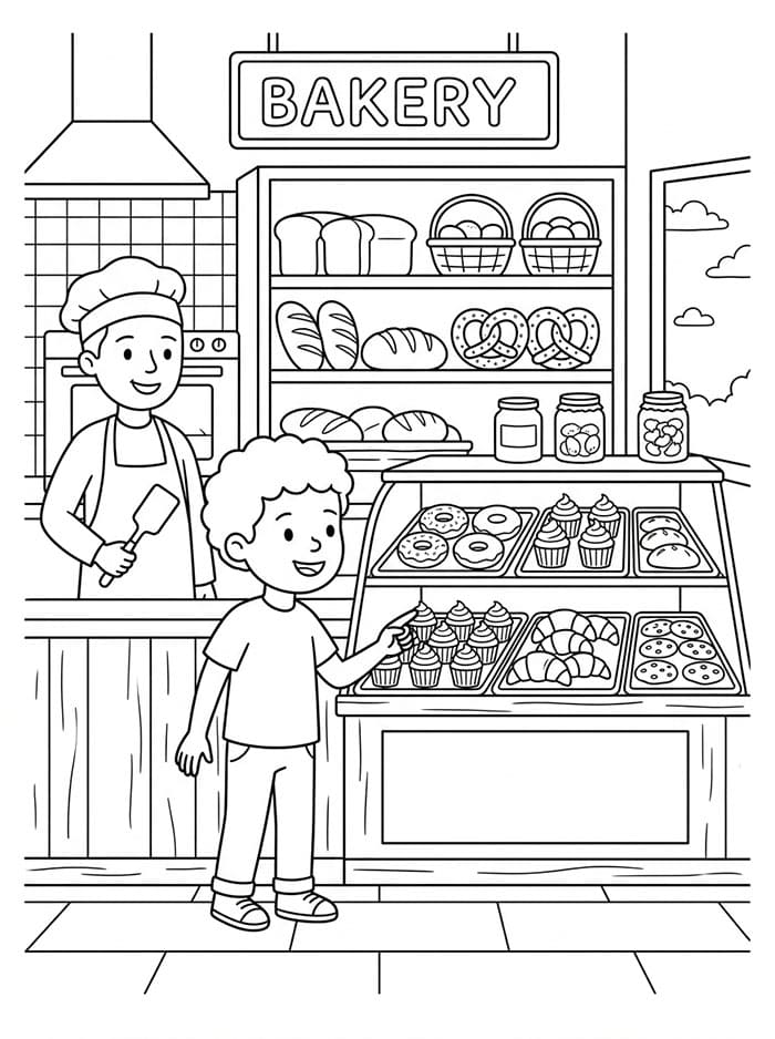 Coloriage Imprimable Boulangerie Pour les Enfants