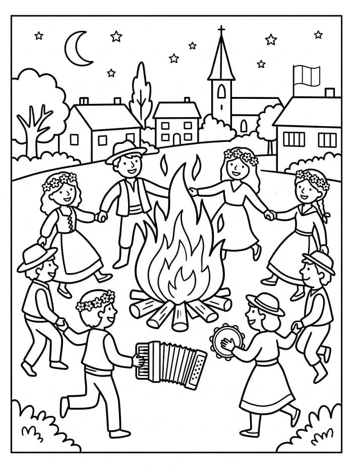 Coloriage Imprimable Fête de la Saint Jean Pour les Enfants