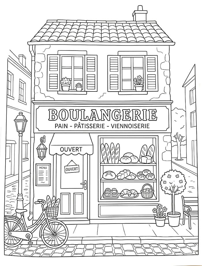 Coloriage Imprimable Gratuit Boulangerie Pour les Enfants