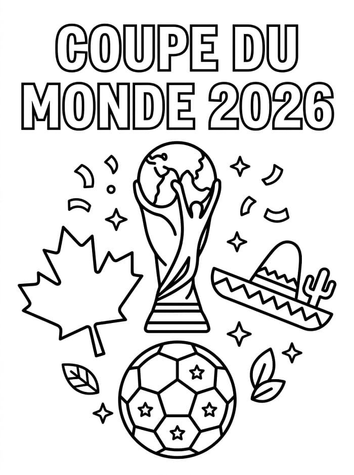 Coloriage Imprimable Gratuit Coupe du Monde 2026 Pour les Enfants