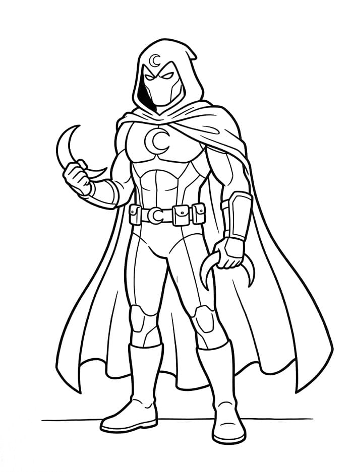 Coloriage Imprimable Gratuit Moon Knight Pour les Enfants