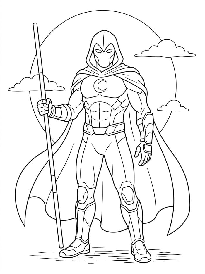 Coloriage Imprimable Gratuit Moon Knight