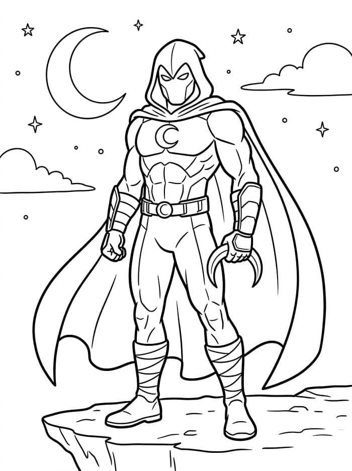 Coloriage Imprimable Moon Knight Pour les Enfants