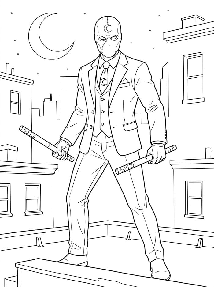 Coloriage Imprimable Moon Knight