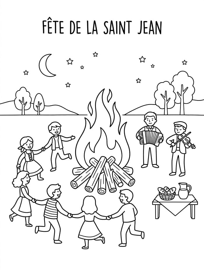 Coloriage La fête de la Saint-Jean en France