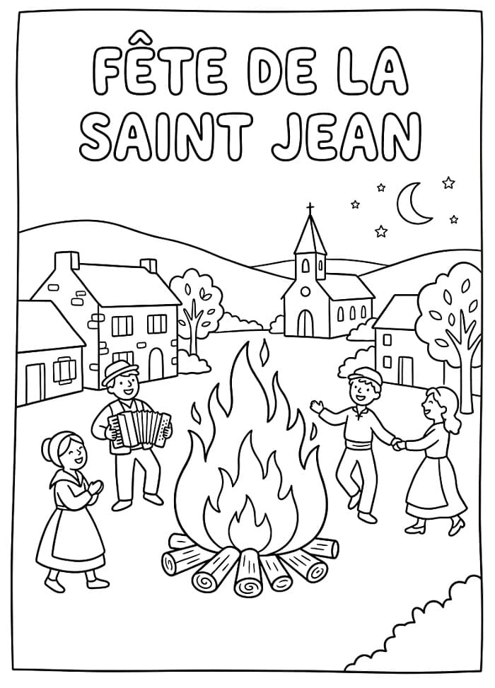 Coloriage La fête de la Saint-Jean