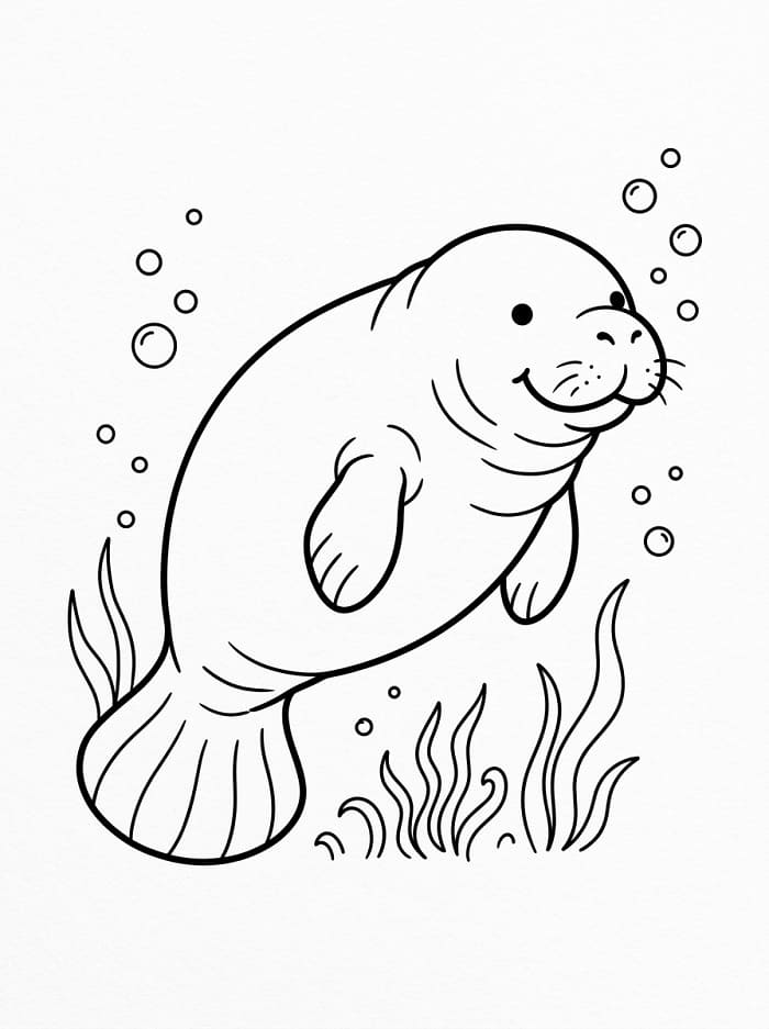 Coloriage Lamantin amical