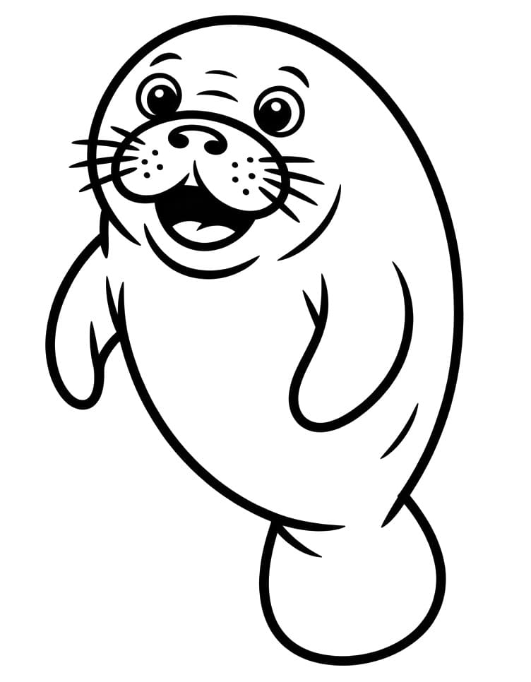 Coloriage Lamantin drôle