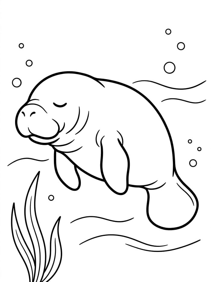 Coloriage Lamantin endormi