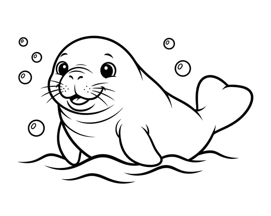 Coloriage Lamantin Gratuit Pour les Enfants