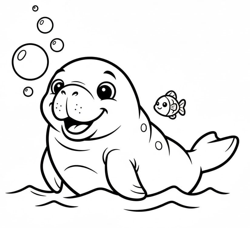 Coloriage Lamantin Imprimable Pour les Enfants