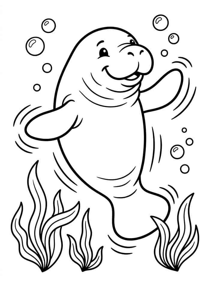 Coloriage Lamantin qui danse