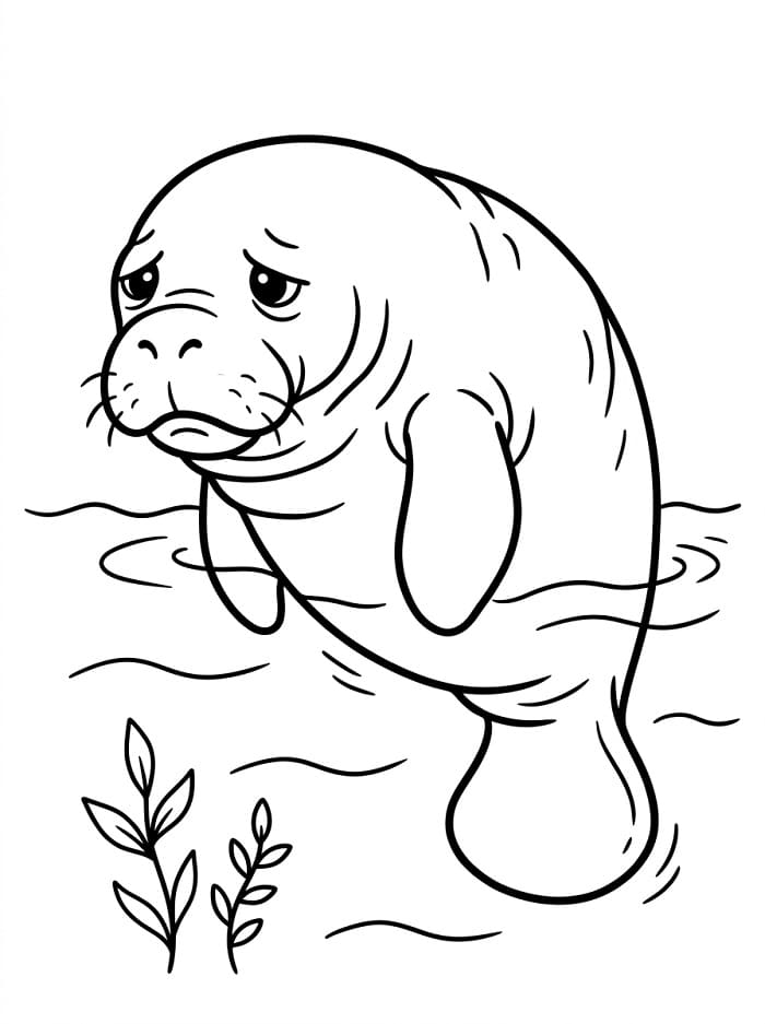 Coloriage Lamantin triste