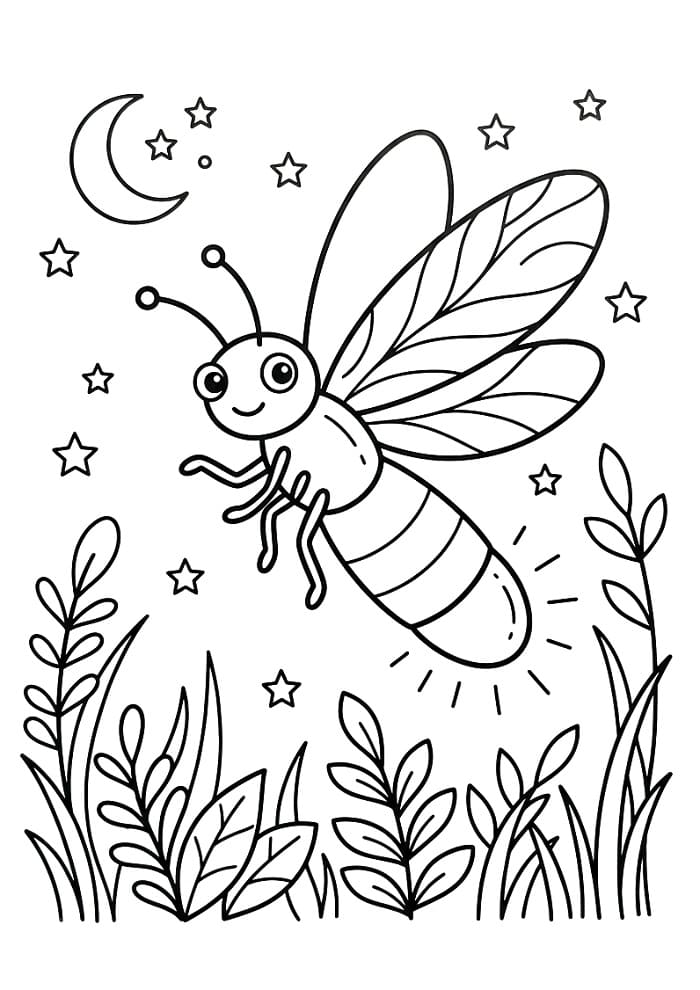 Coloriage Luciole dans la nuit
