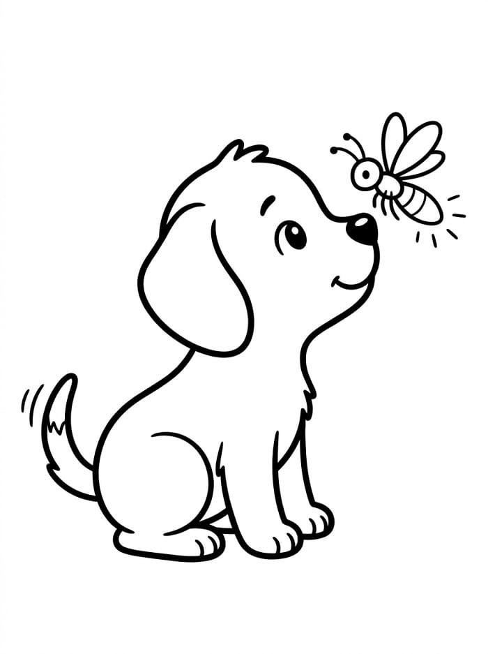 Coloriage Luciole et un chien
