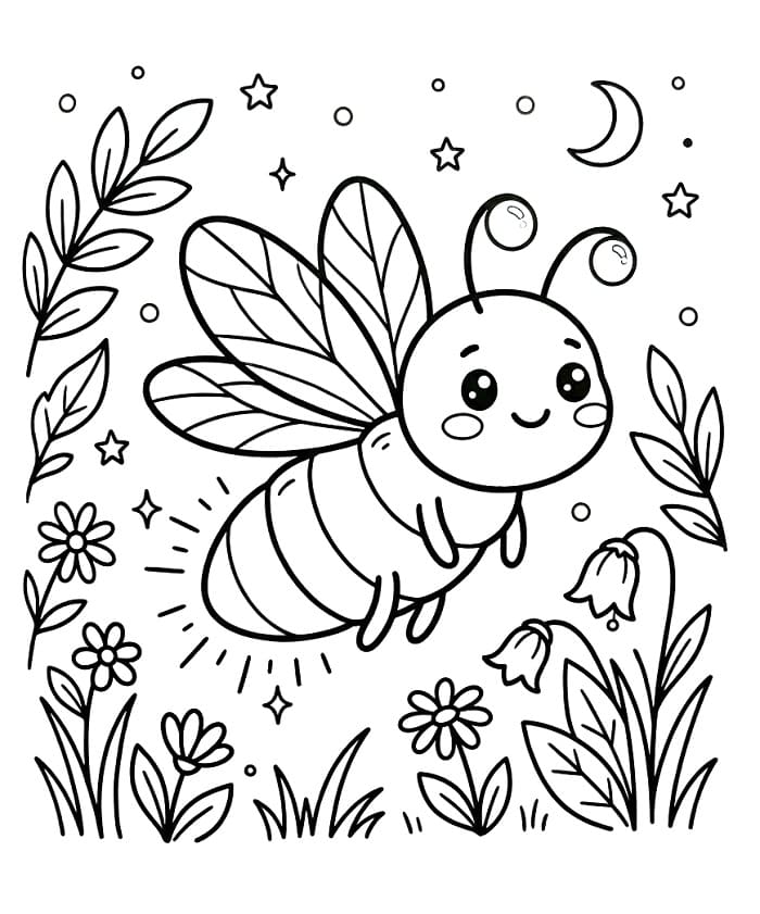 Coloriage Luciole kawaii