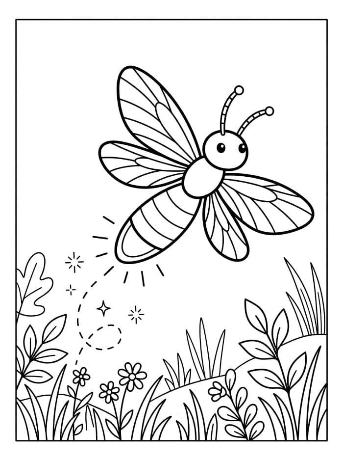 Coloriage Luciole volante
