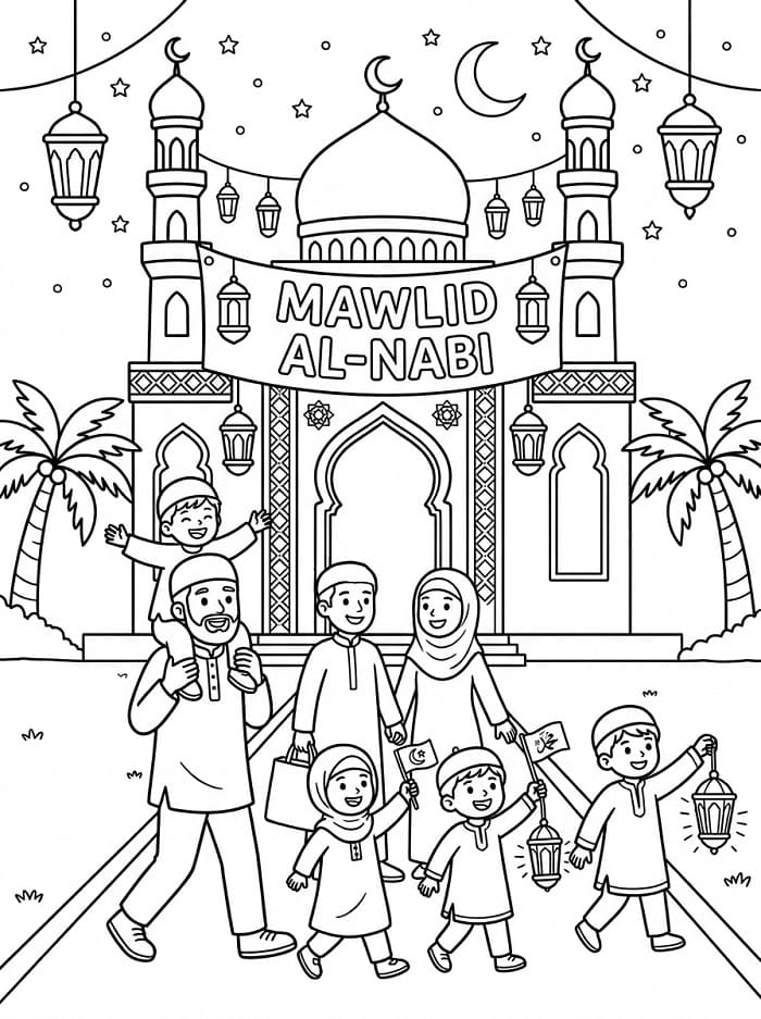 Coloriage Mawlid Imprimable Pour les Enfants