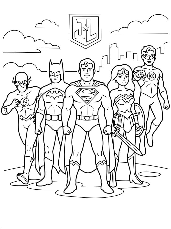 Coloriage Membres dans Justice League